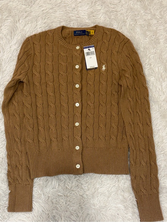 Ralph Lauren Sweaters - Ralph Lauren Cable-Knit Crewneck Cardigan - Camel Brown